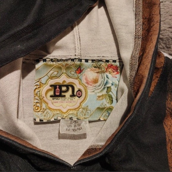 IPNG Women’s Size L/XL 8/10 . Art To Wear Sleeveless Hooded Pullover Shirt NEW - Picture 3 of 6